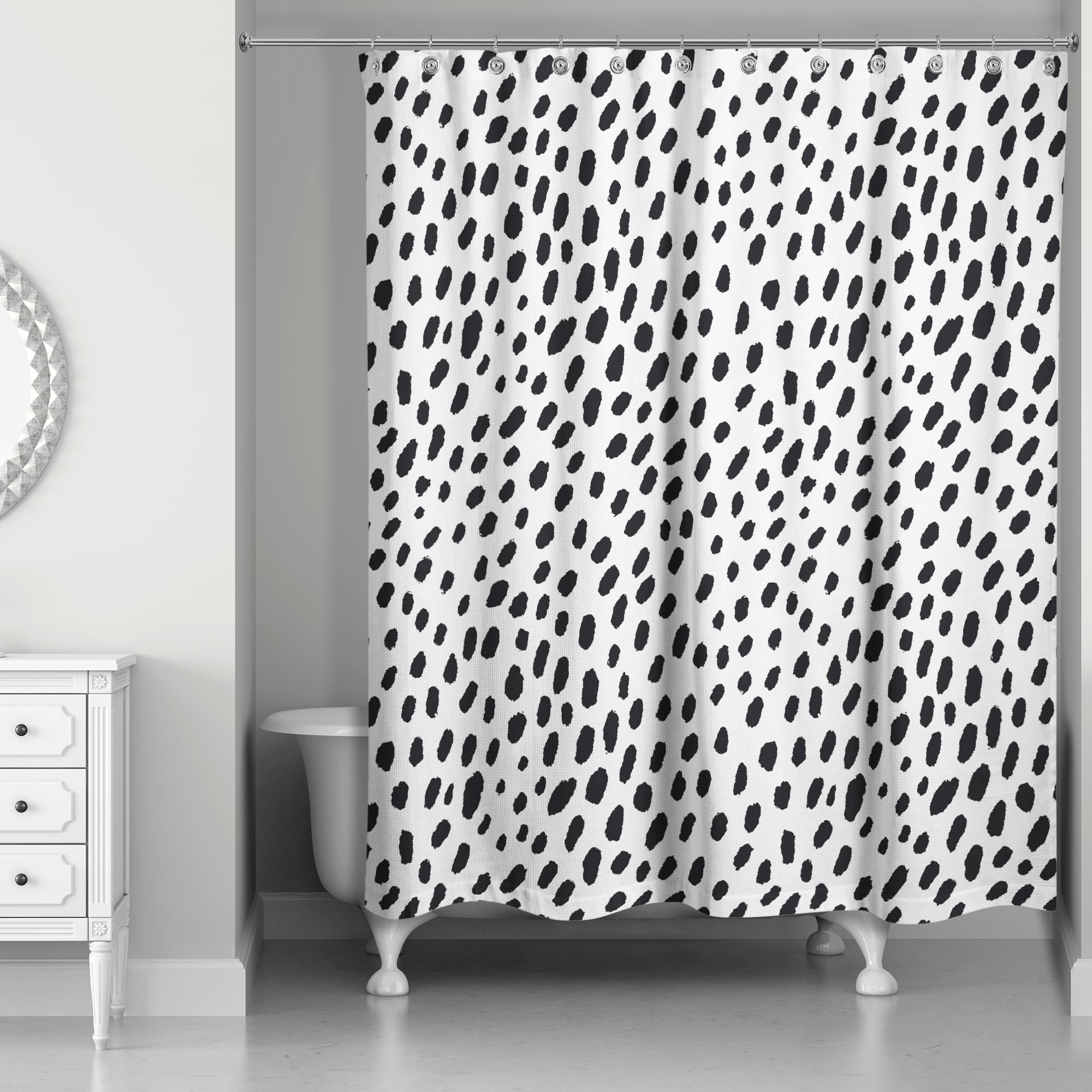 Monochromatic Spot Pattern 71" x 74" Shower Curtain